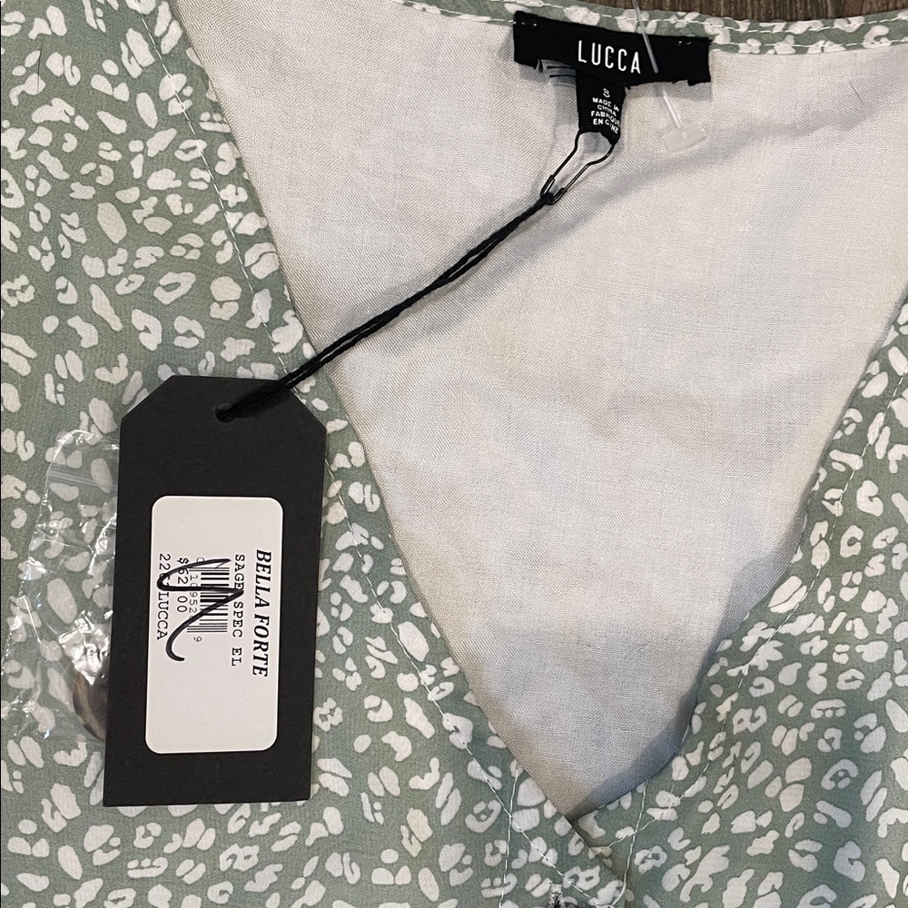 NWT Lucca Couture Sage Leopard Button-Down Dress - Picture 5 of 7